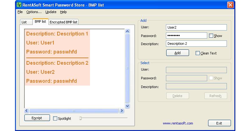 Image of Main Window - Create Password Image